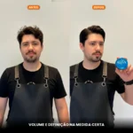 Comparação de antes e depois de um homem usando a pomada Strong Matte Lord Shiva.