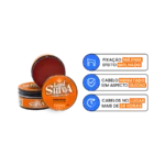 Infográfico destacando fixação máxima, efeito molhado, hidratação sem aspecto oleoso e duração de 24 horas.